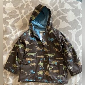 Hatley brown raincoat with dinosaurs size 4